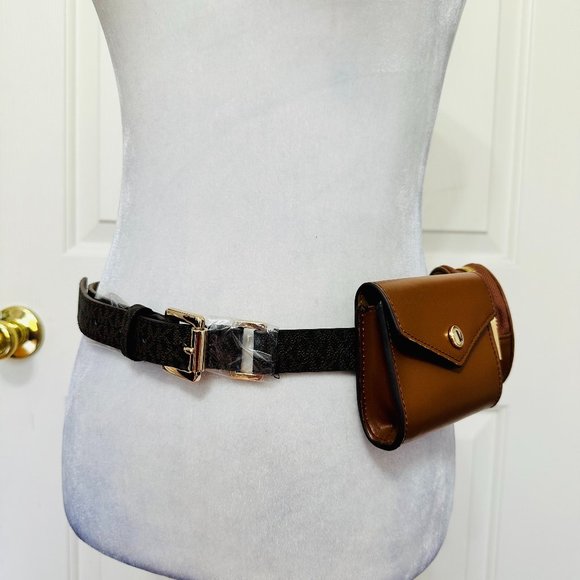 MICHAEL KORS SIGNATURE LOGO LEATHER BELT BAG WITH 2 POUCH CASE S/M - Picture 1 of 10